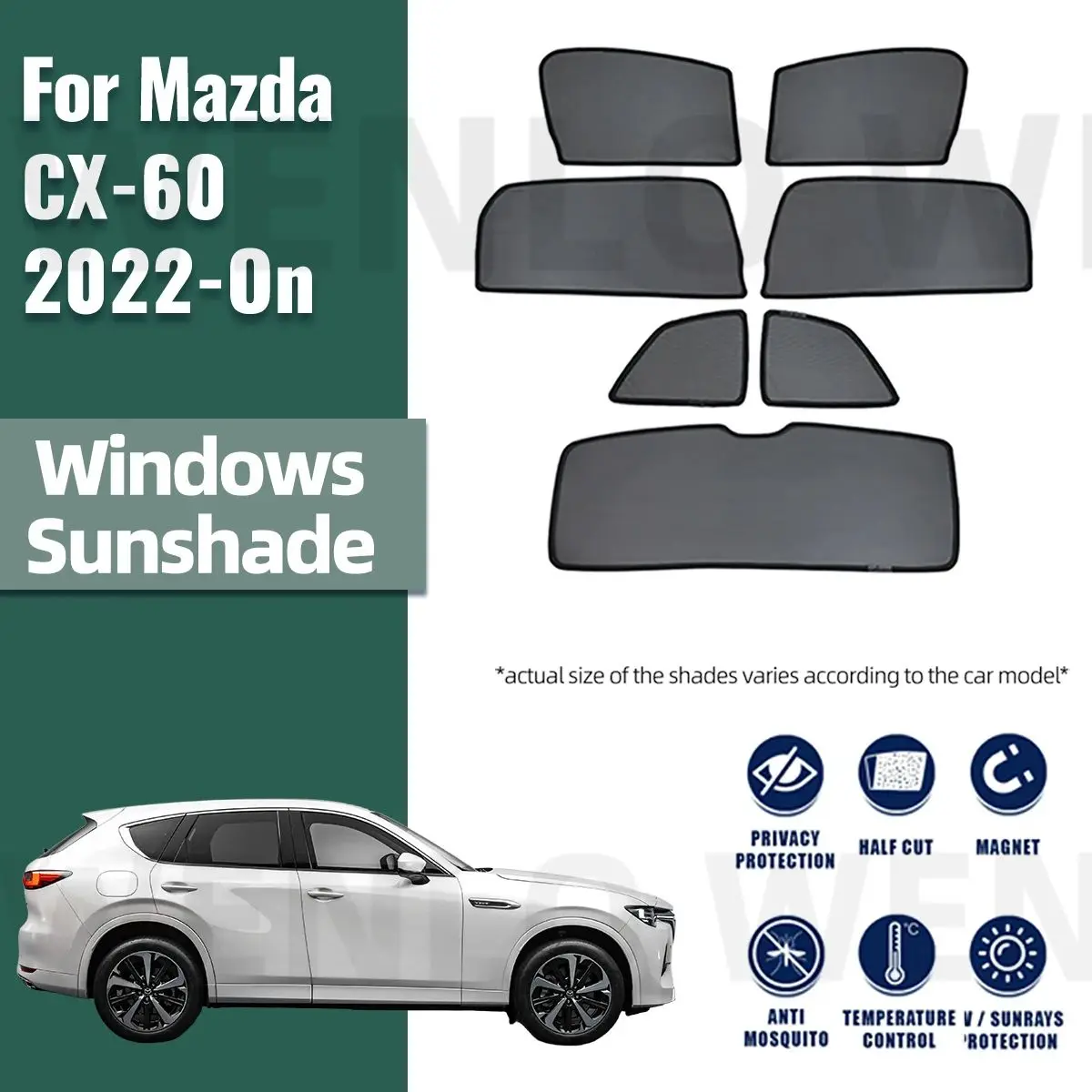 

For Mazda CX-60 CX60 2022 2023 2024 2025 CX 60 Rear Side Window Sun Shade Car Sunshade Magnetic Front Windshield Mesh Curtain