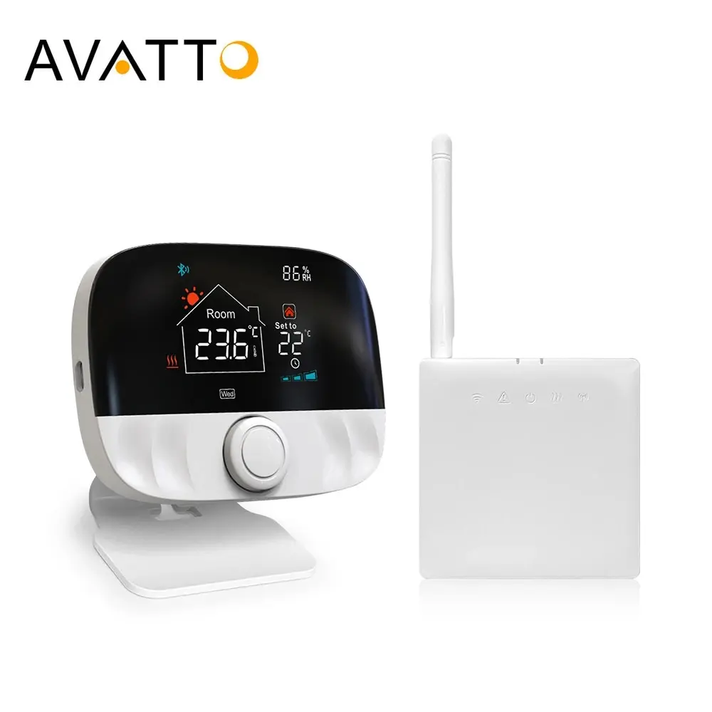 Termostato intelligente AVATTO Tuya WiFi, caldaia a Gas acqua RF433 e regolatore di temperatura attuatore funziona con Alexa,Google Home,Alice