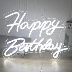 42x30cm Happy Birthday Neon Sign Light Sign for Birthday Party Flex Transparent Wall Decor USB Powered Kids Gift