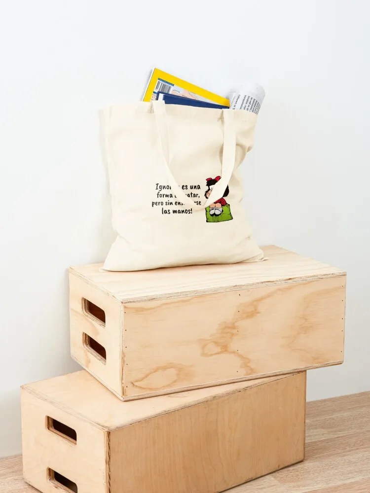 Spanish Quotes And Mafalda Comics Tote Bag canvas shopping bag Women's bags Shopping bags women bag