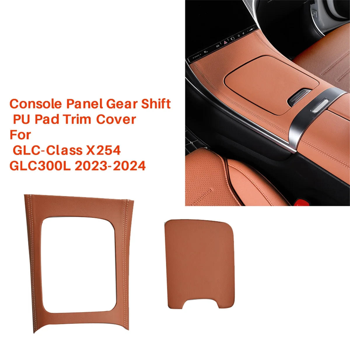 Car Styling Center Control Panel PU Pad Decorative Cover for Mercedes Benz GLC-Class X254 GLC300L 2023-2024,Stone Brown