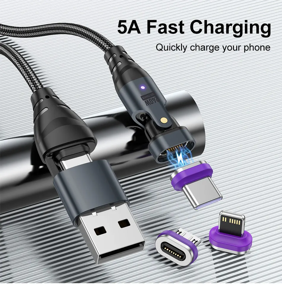 Kabel pengisi daya ponsel PD 240W, kabel pengisi daya USB C magnetik, kabel pengisian cepat, kabel pengisi daya ponsel PD3.1 untuk ponsel tipe C mikro Xiaomi Huawei Samsung