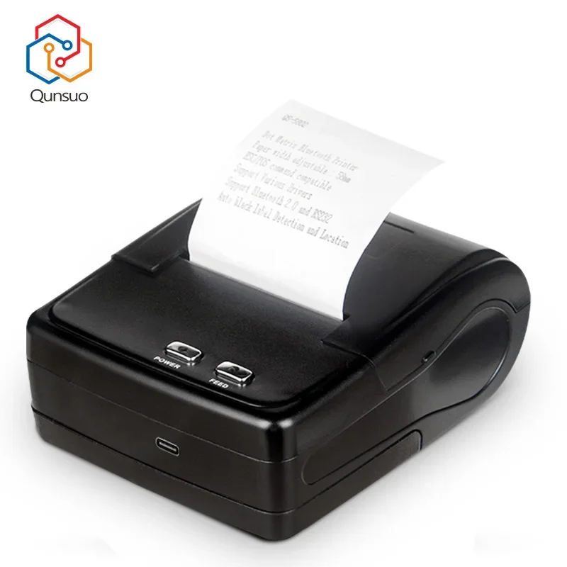 QS-5802 58mm Handheld Dot Matrix Printer Mini Portable Dot Matrix Receipt Printer Double Layer Carbon Free Copy Paper Printer