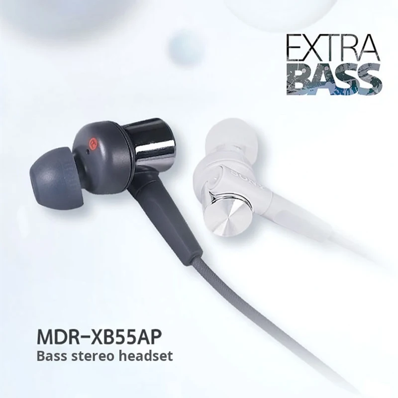 Original SONY MDR-XB55AP In-Ear Extra Deep Bass Headphones 3.5mm Wired Stereo Earphones Sport Earbuds Handsfree Headset with M