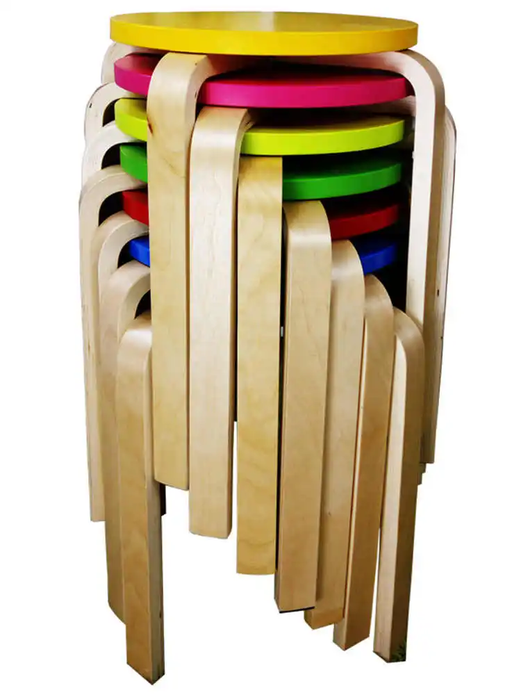 A Beautifully Simple Family-sized, Three-legged Colorful Dining Stool