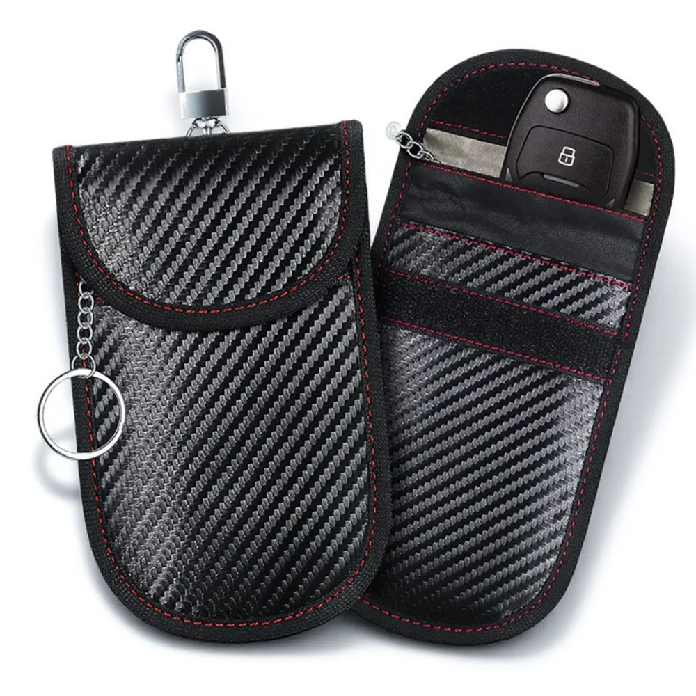 

RFID Blocking Anti Theft Key Fob Case Car Key Pouch Anti Hacking Signal Blocker Double Sided Key Bag