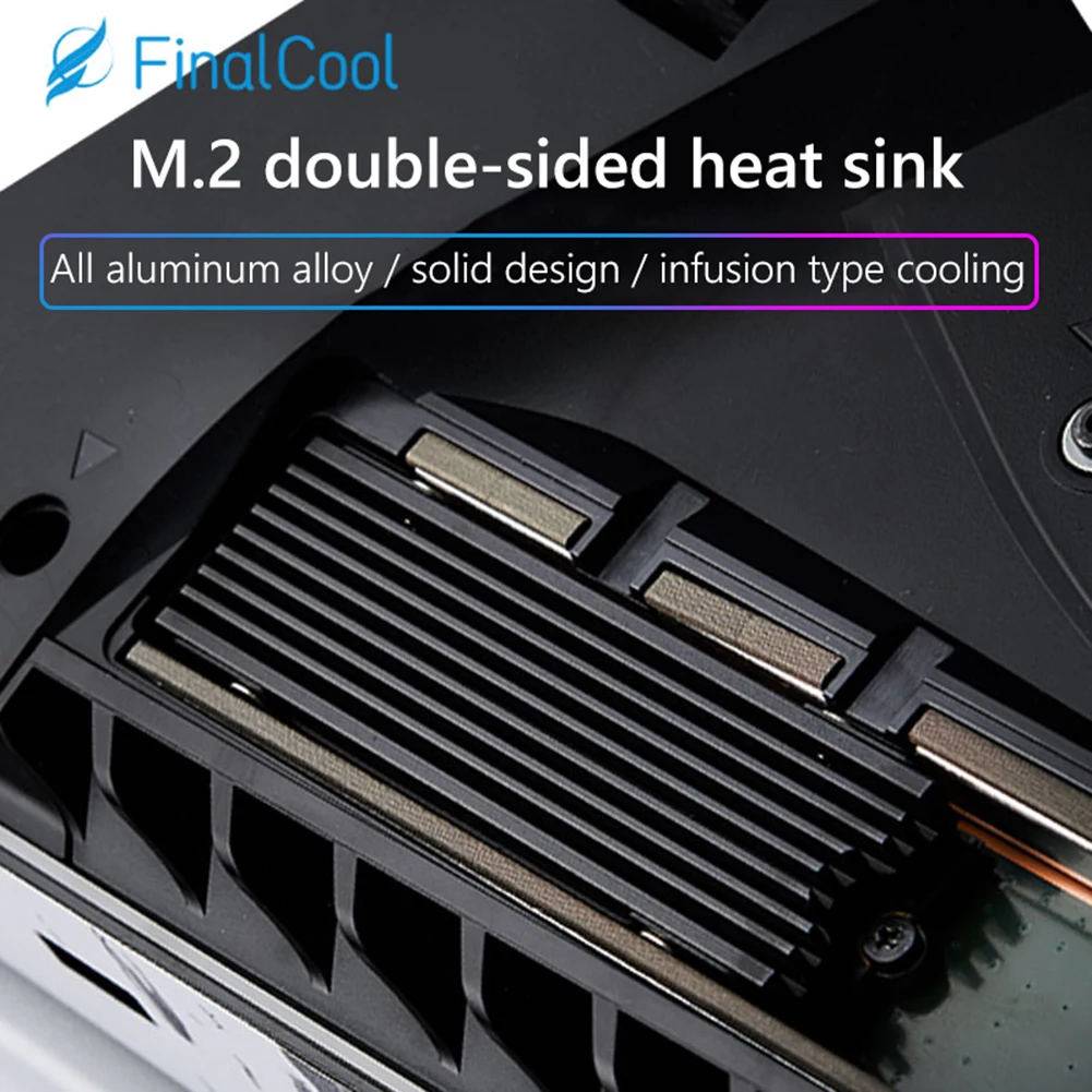 FinalCool 데스크탑 PC PS5 용 열 패드가 있는 알루미늄 합금 라디에이터, M2 2280 SSD 방열판 쿨러, M.2 SSD NVMe 방열판