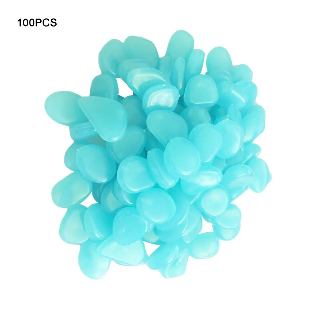 100pcs/pack Glow Pebbles Stones Home Fish Tank Glowing In The Dark Walkways Accessory Lawn Garden Yard Decor Luminous Stones