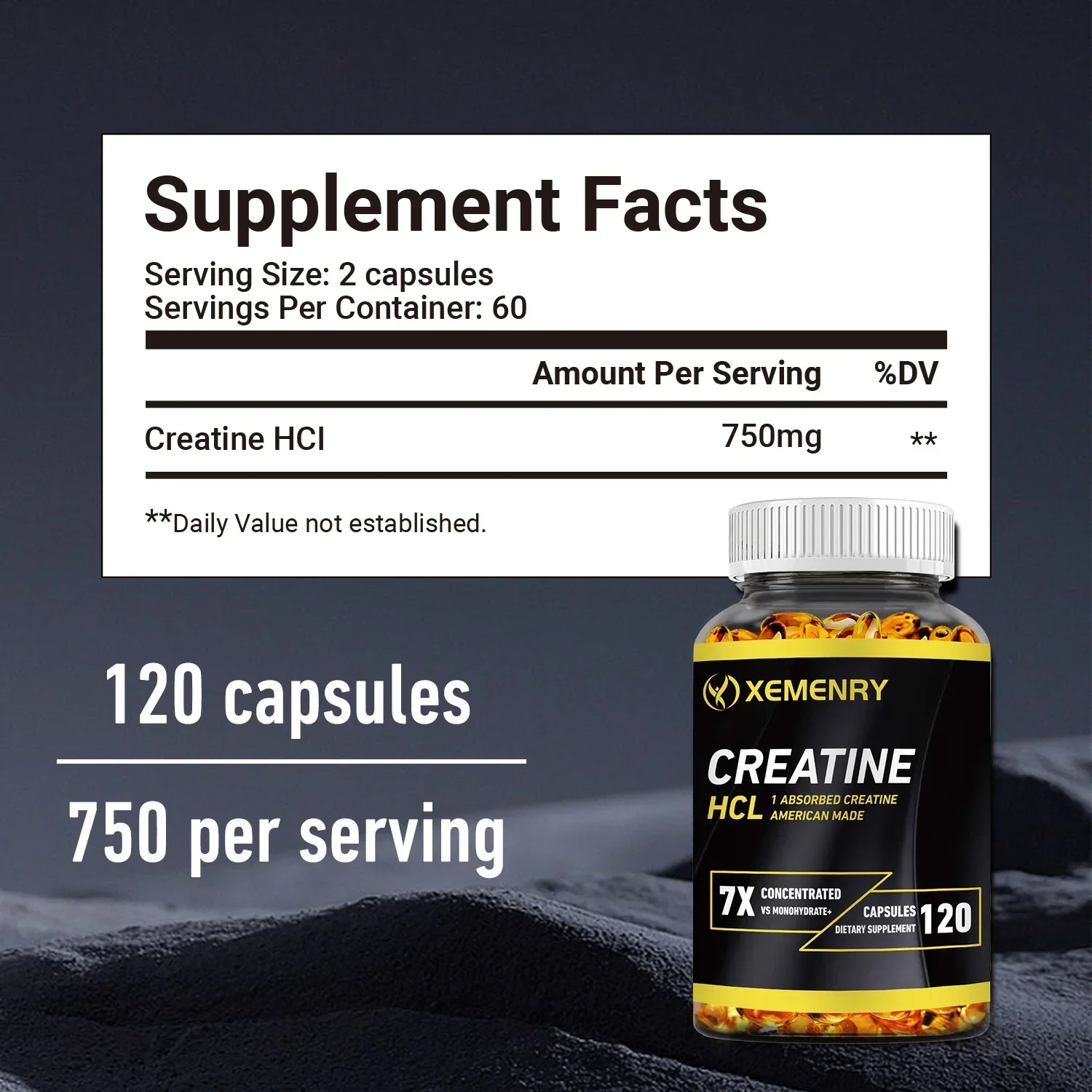 Creatine HCl - Boost Muscle Strength and Energy Support Muscle Growth, Endurance, Enhances Immunity