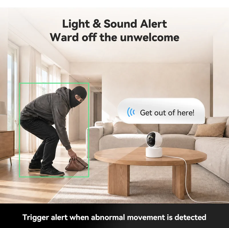 AI Security Camera 2K 3MP 360° WiFi6 Auto Tracking Full Color Night Vision Two-way Audio ONVIF 256GB SD