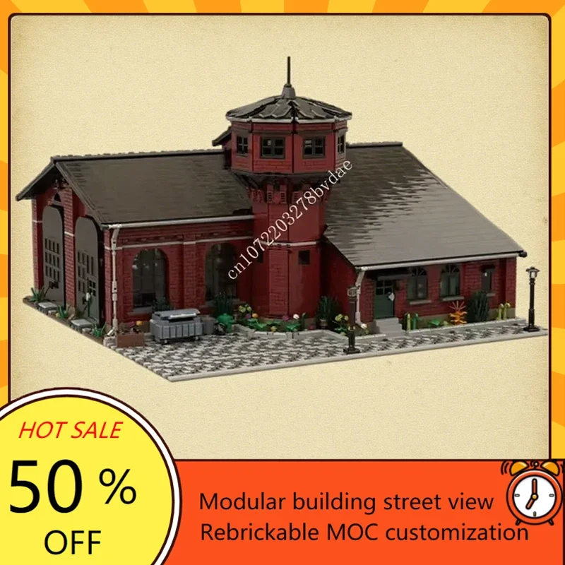 

7180PCS Historical Locomotive Shed Model Moc Custom Puzzle DIY Assemble Transportation Architecture Display Birthday Xmas Gift
