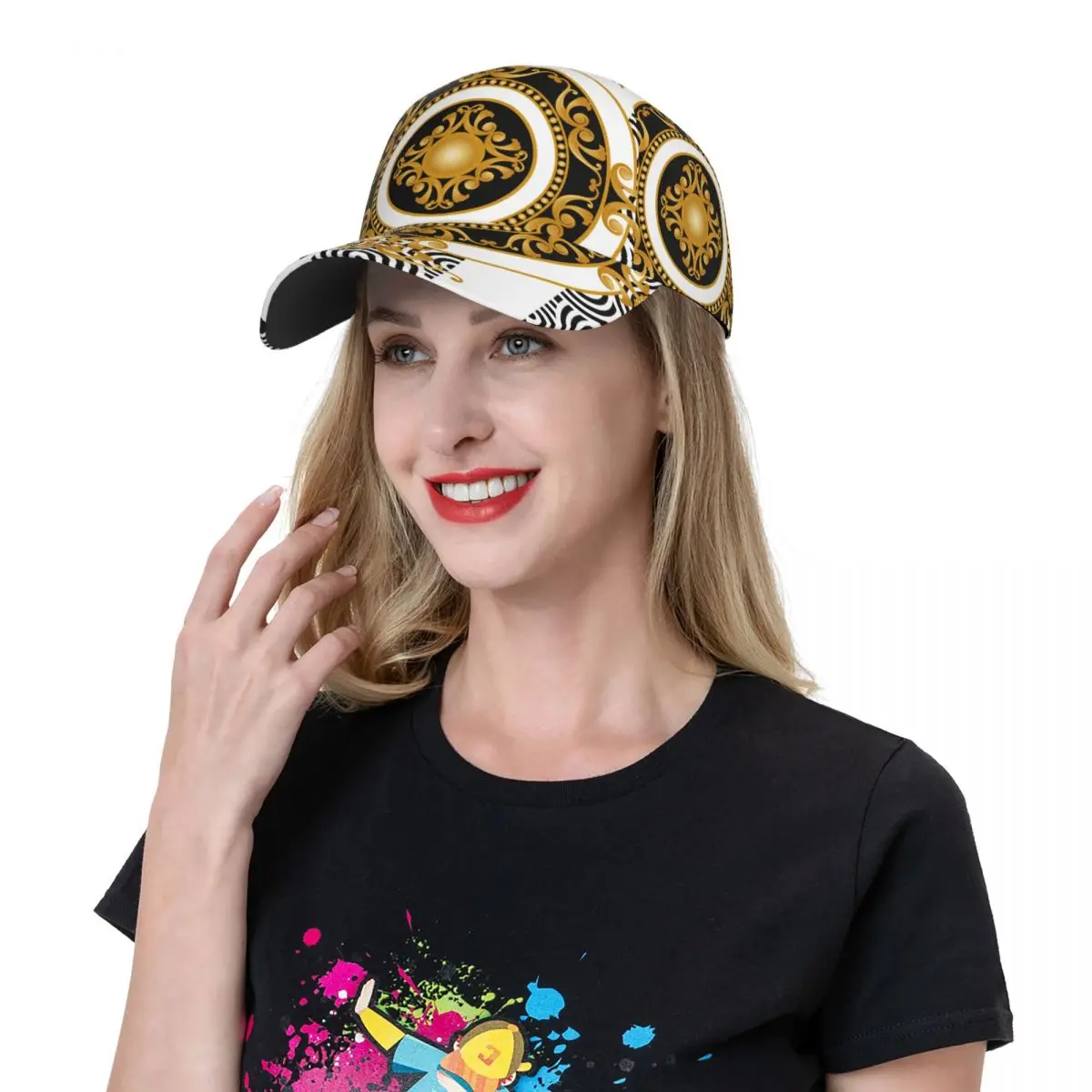 Golf Hat Men Baseball Cap Sports Gold Baroque Leopar Luxury  Casual Snapback Hat  Outdoor Hip Hop Hats For Men Women Unisex