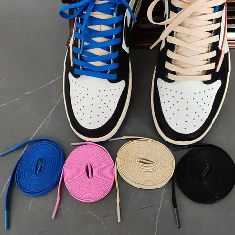 Flat Waxed Blue Pink Cotton Shoelaces Men Women Trend Personality Sneakers Sport Casual Basketball Lightning Barb Shoes Laces