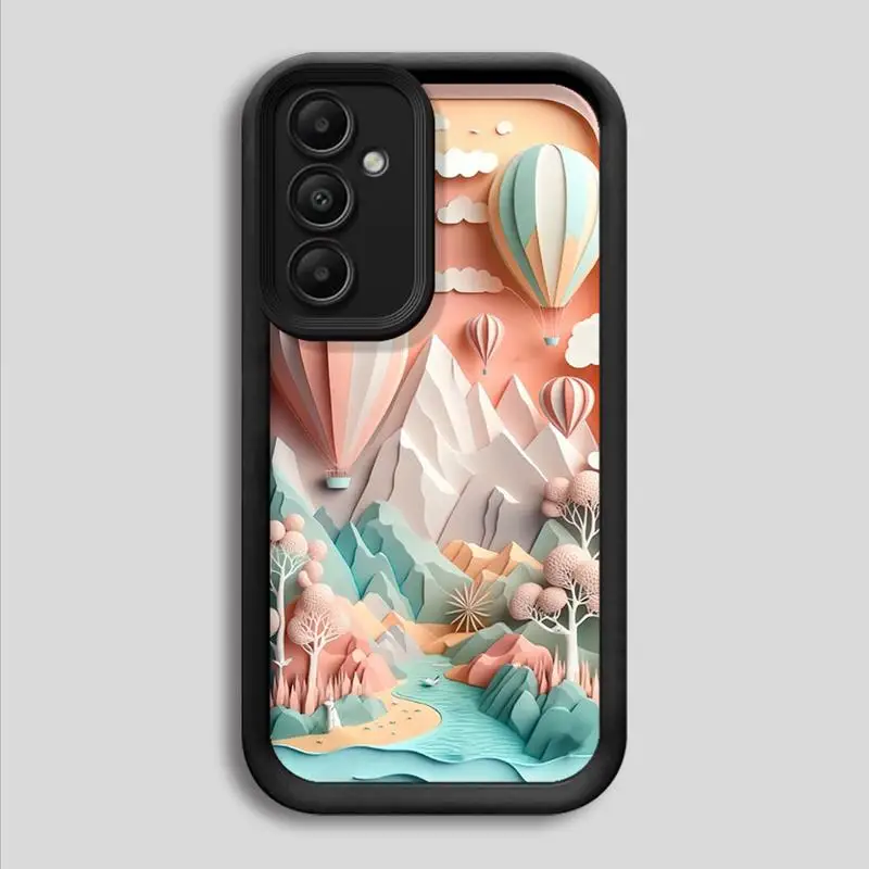 Landscape Creative Balloons Case For Samsung Galaxy A51 A14 5G A52 A34 A53 A12 A12 A32 A23 A51 A15 Matte Hard Phone Coque