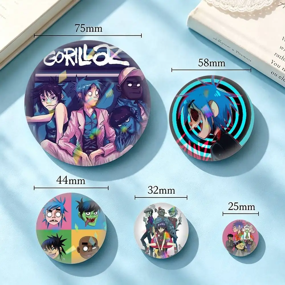 Gorillaz 2-D Noodle 25 32 44 58 75mm Badges Personalized Round Brooches Pins Accessory Gift
