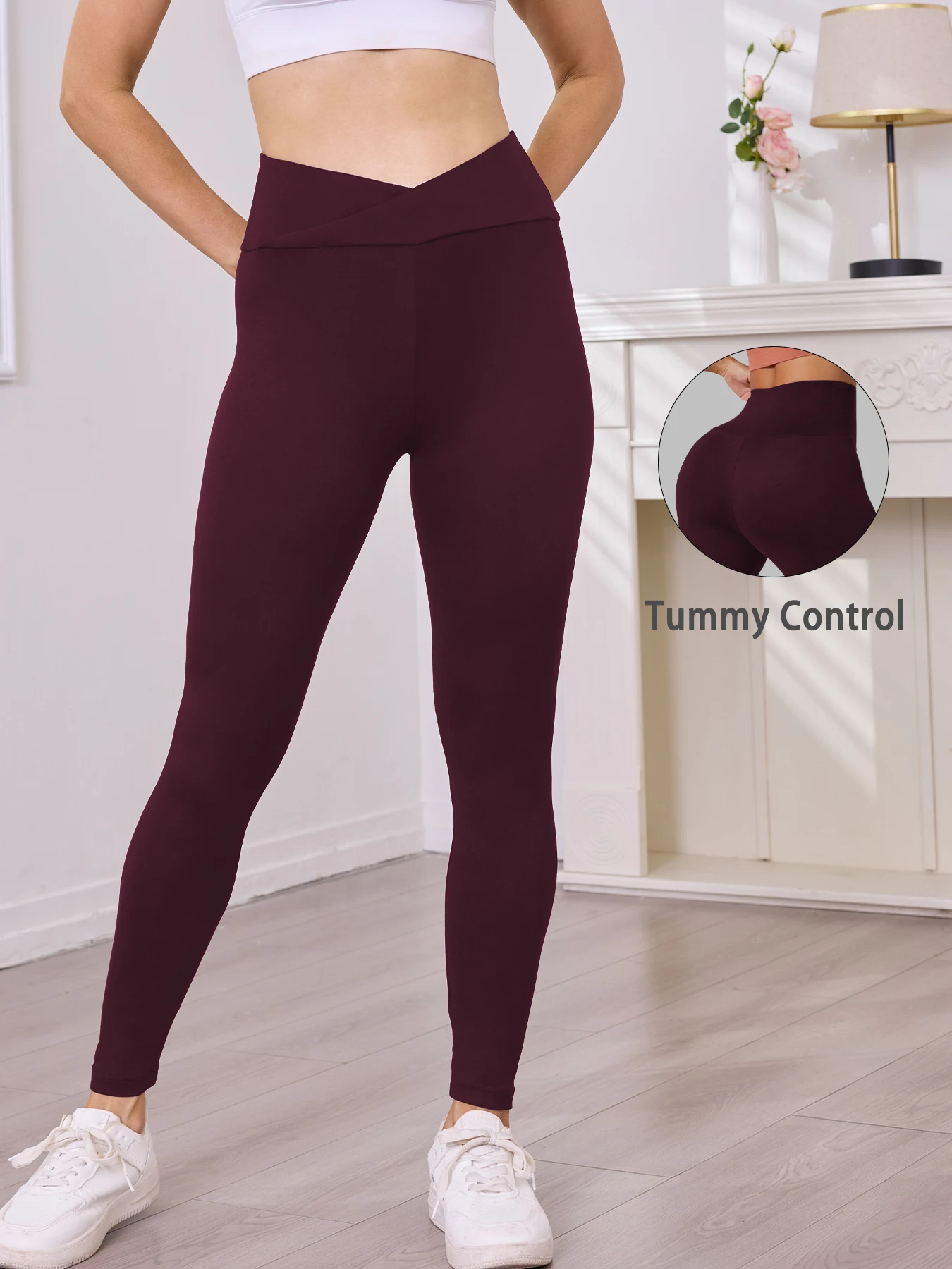 

Women's Super Soft Crossover High Waisted Leggings Tummy Control Workout Yoga Running casual wear Leggings
