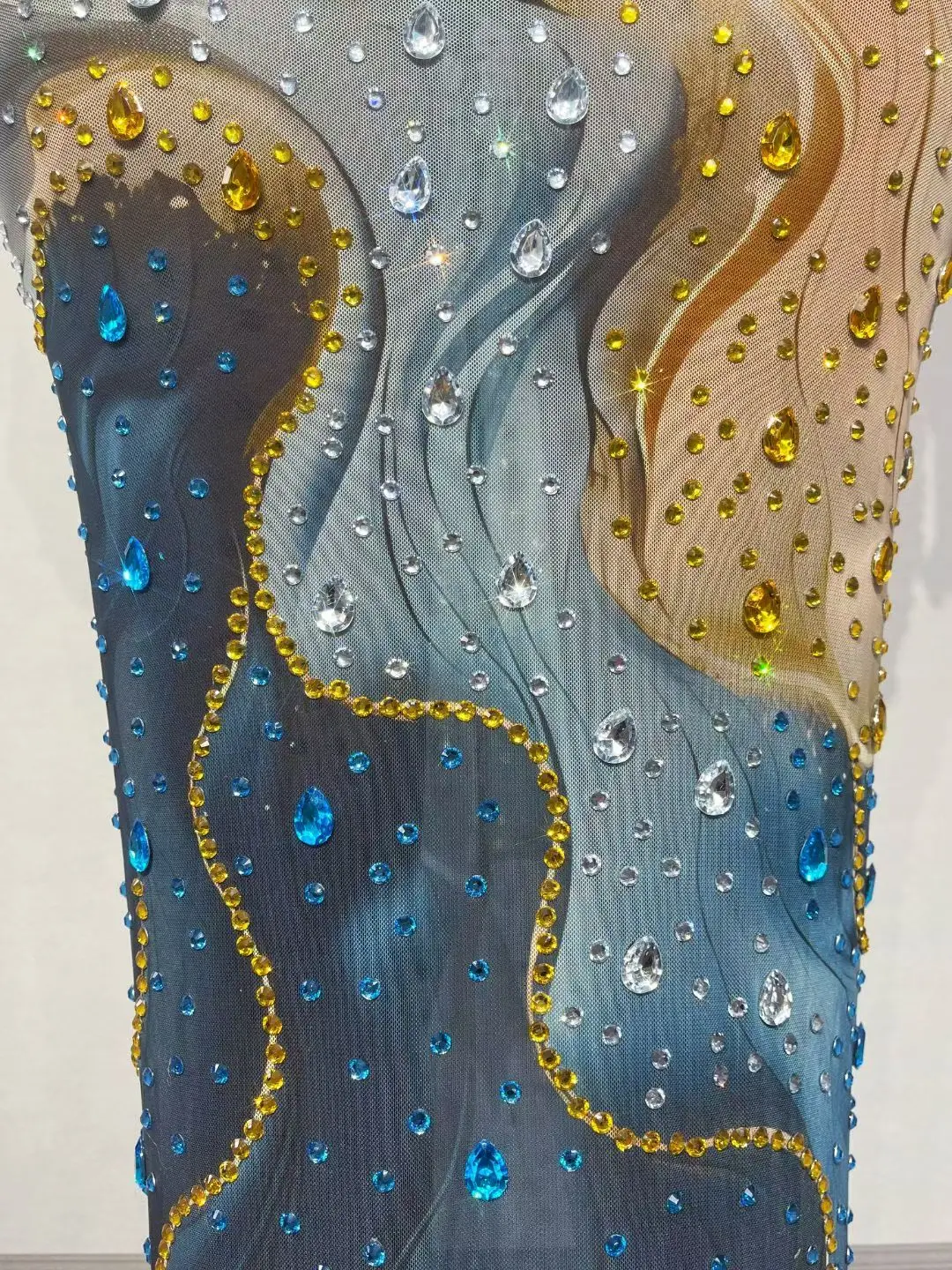 Robe de soirée longue en maill - Sparkly Rhinestone Club Party Dress avis et prix