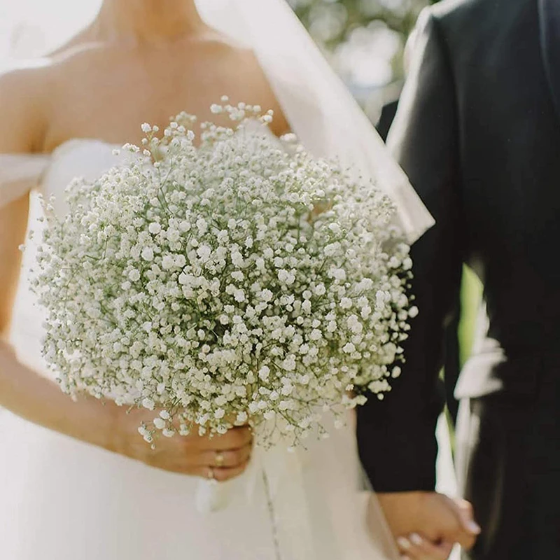 90Heads 52cm White Babys Breath Flowers Artificial Flowers Plastic Gypsophila DIY Floral Bouquets Arrangement Wedding Home Decor