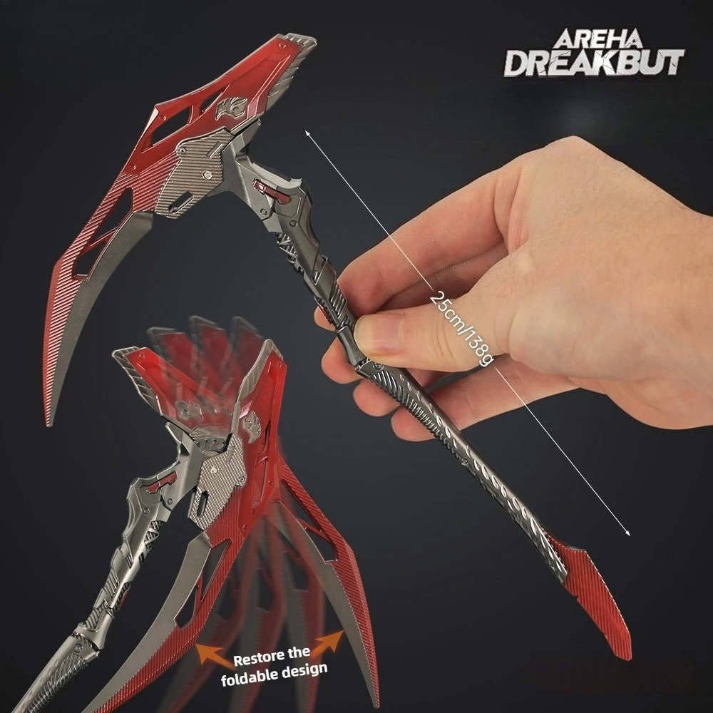 25cm Arena Breakout Reaper Scythe Foldable weapons Model Game Peripheral Metal Craft Desktop Collectible Ornament Boy Toy Gift