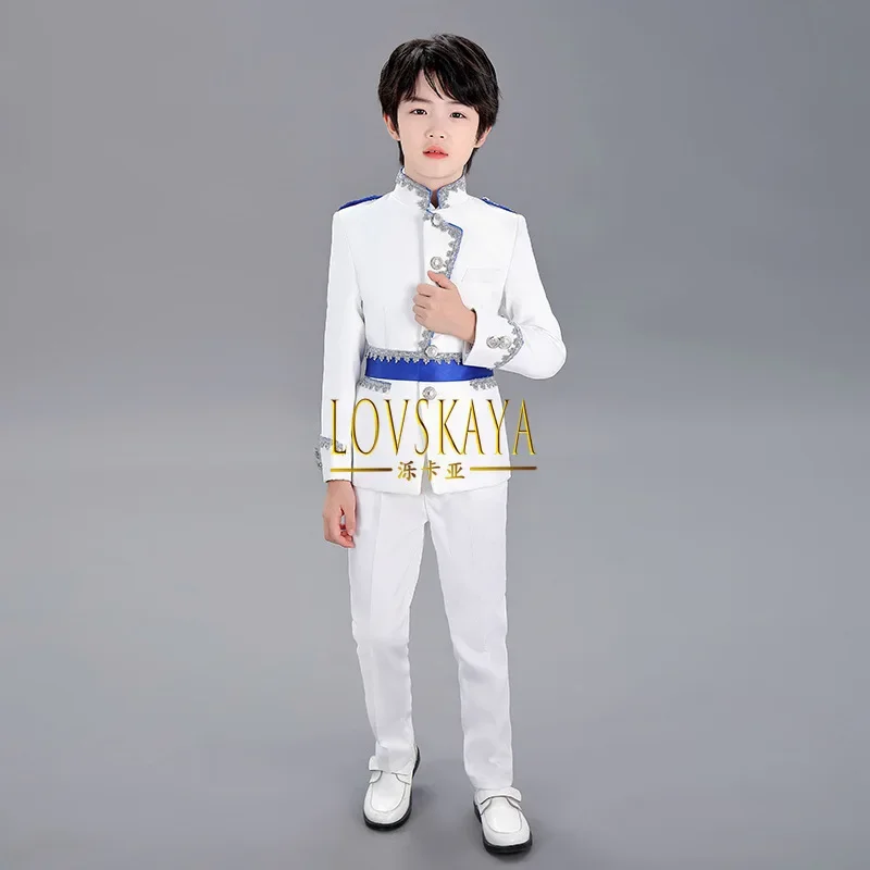 

Children's white palace stage performance suit boy's Prince Charming Christmas performance set