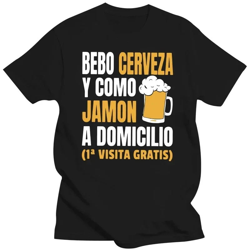 Humor Spanish Saying Funny Gift Men Women T-shirts High Quality Cotton Unisex Casual Tee Tops I Drink Beer And Eat Jamon T Shirt