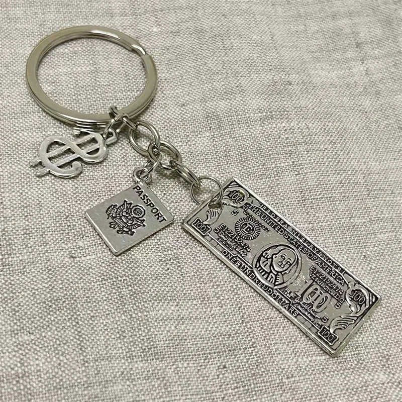 الإبداعية Dollar الدولار والمال مربع المفاتيح للرجال والنساء ، مدرسة كيرينغ ، اكسسوارات مفتاح السيارة ، هدايا المجوهرات ، جديد ، 2023 #1