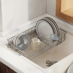 1pc Retractable Stainless Steel Sink Strainer Drain, Telescopic Drain Basket with Adjustable Armrest, Kitchen
