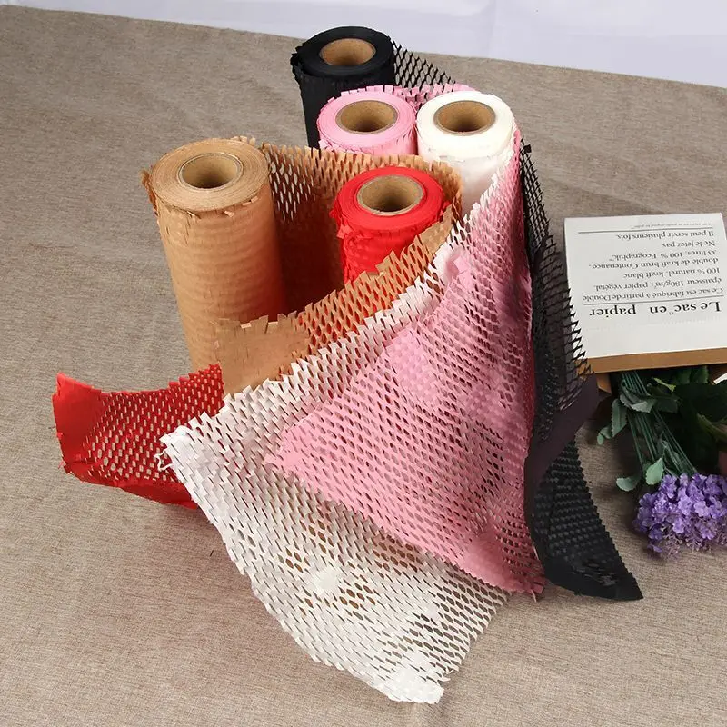 Honeycomb Packaging Paper Cushioning Kraft Paper Wrap Roll,  Eco-Friendly Honeycomb Protective Paper