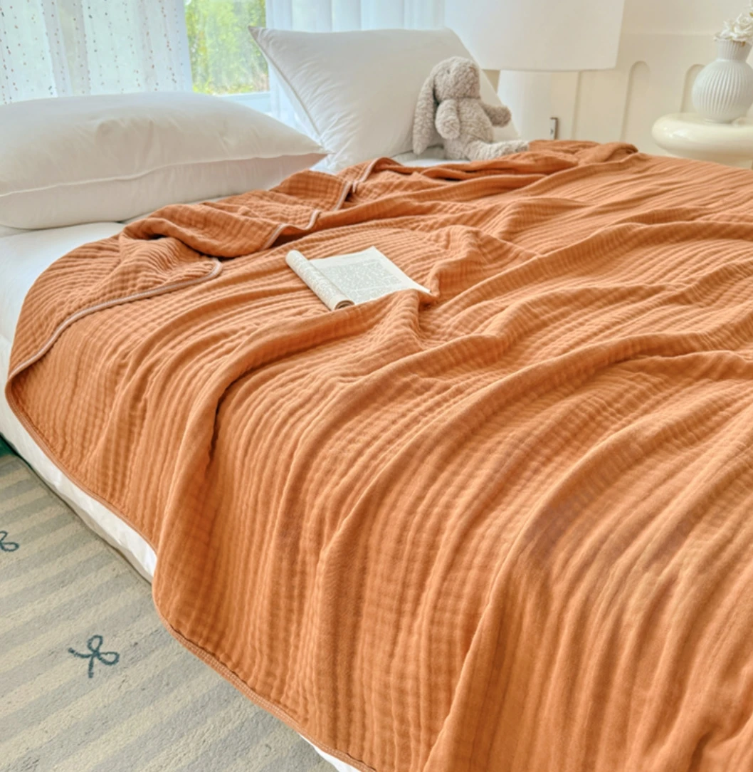 6 Layers Cotton Muslin Blanket For Adults Summer Throw Blankets For Sofa Couch Queen King Size Blanket Bedspread Bedding Quilt