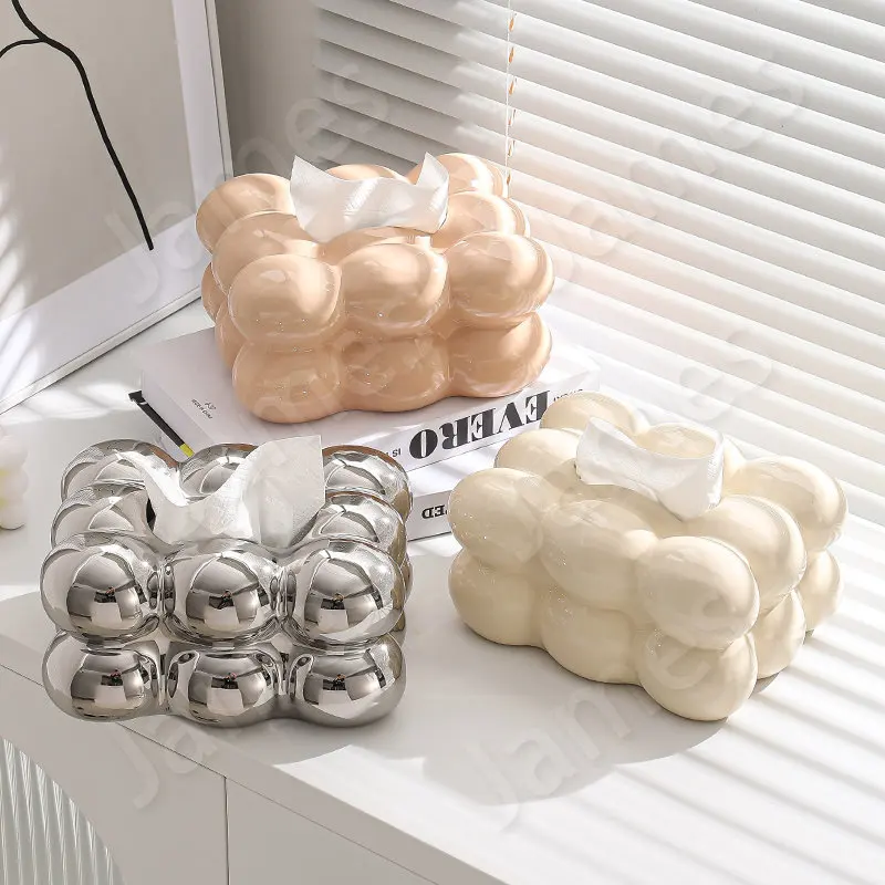 

Ceramic Tissue Box White Cloud Shape Tissue Boxes Dining Room Napkin Holder Home Living Rooms Creative Cotton Candy Tissue Boxs