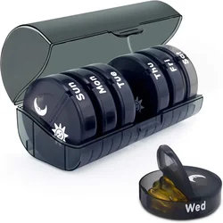 Portable Vitamin Pill Box Case Organizer Tablet for 7 Days 2 Times 14 Grids Travel with Large Compartment for Medicine Fish Oils