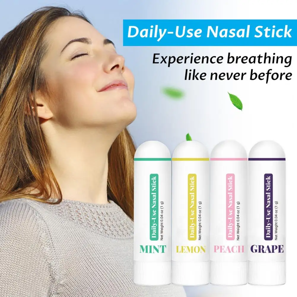 4Pcs Nasal Sticks Aromatherapy Inhalers for Improved Focus Essential Oils with Peppermint Eucalyptus Menthol Nasal Inhaler