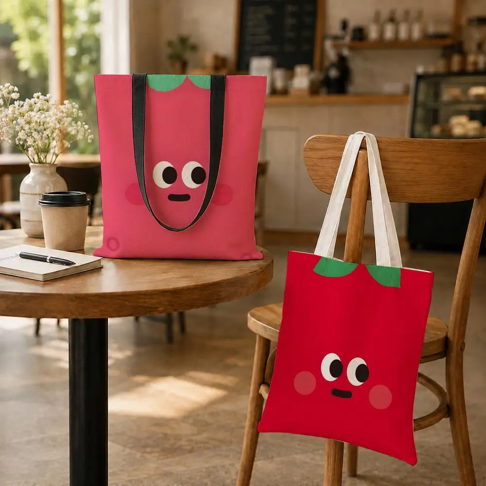 Character C-Cute T-Tomato Storage Bags Reusable Fashion Aesthetic Unique Shopping Bag Large Capacity Canvas Tote Bag