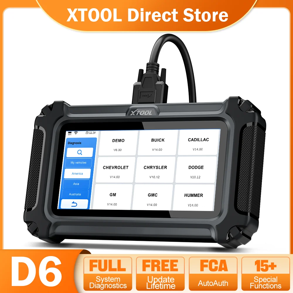 

XTOOL D6 Full System Car Diagnostic Tool Automotive Scanner 15 Reset Services Lifetime Free Update FCA Autoauth CAN FD PK IP508