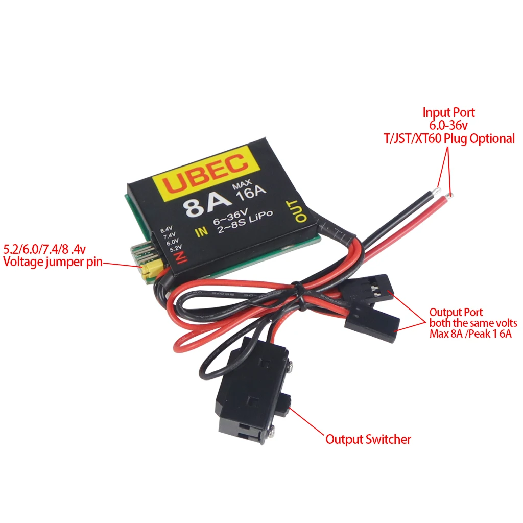 UBEC-8A 2S-6S 6-36V BEC DUAL UBEC 8A/16A 5.2/6.0/7.4v/8.4v Servo Separato Per RC Auto FPV Racing Drone