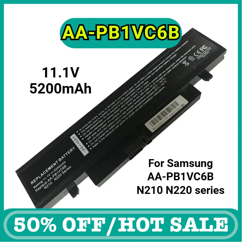 

6 Cells Laptop Battery for Samsung AA-PB1VC6B X420 NB30 N210 N220 X418 11.1V/ 5200mAh High Capacity Bateria Notebook