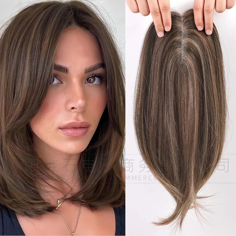 European and American style synthetic wig with middle-parted bangs and long curly hair, natural and breathable, hand-woven synth
