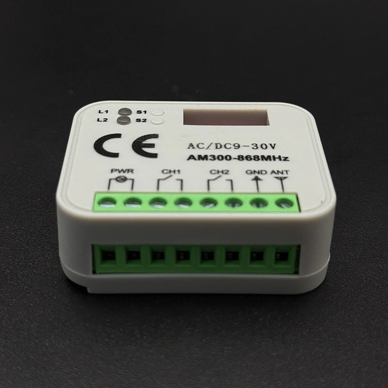 Newest 300-868MHz AC DC 9-30V Universal Garage / Gate Remote Control Receiver Module Relay 433MHz 868MHz Gate Opener Controller