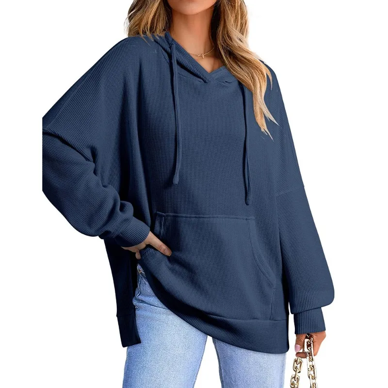 Autumn Winter Women'S Loose Casual Hoodies Pockets Normcore Tops Sporty Solid Pullover Drawstringlong Sleeve Hooded Sweatshirt