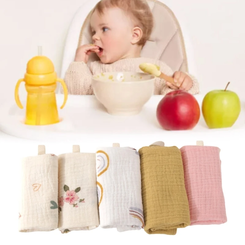 

5 Pieces Infant Baby Nursing Bibs Cotton Burp Cloths Reusable Face Towels Soft 24BE