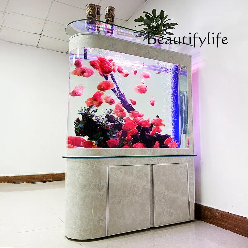 

floor-to-ceiling household water-free ecological partition screen entrance bottom filter Fish tank aquarium large living room