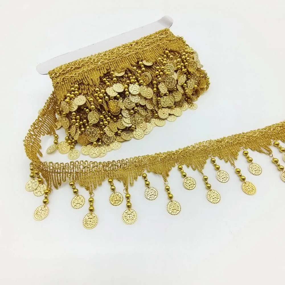 9yard intrecciato oro argento pizzo frangia paillettes Paillette nappa nastro Stage Performance abiti abito da sposa cucito tessuto decori