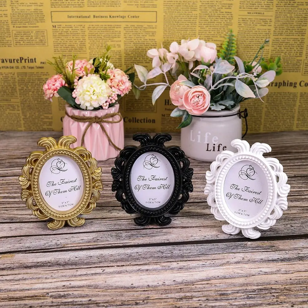 Floral Photo Frame Elliptical Picture Frame Baroque Photo Holder Desktop Picture Frame Home Decor Wedding Gift