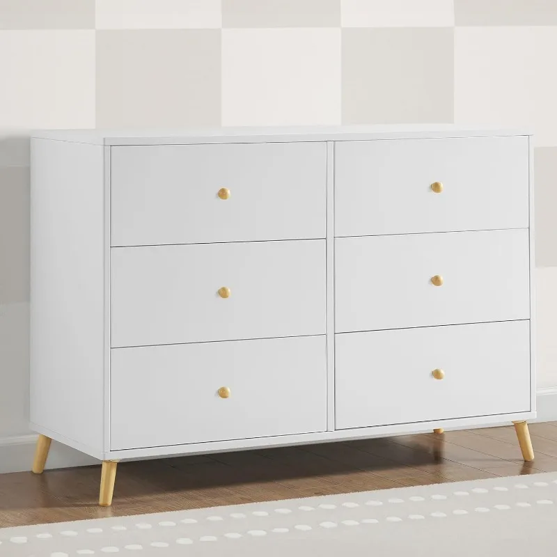 Essex 6 Drawer Dresser, Bianca White/Natural，Black/Natural