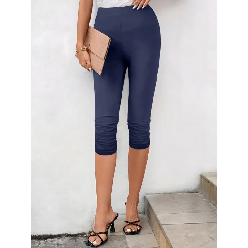 Damenhose, lässig, Urlaubsstil, einfarbig, gestrickt, sieben Hosen, hautfreundliche Haren-Hose, trendige Kleidung
