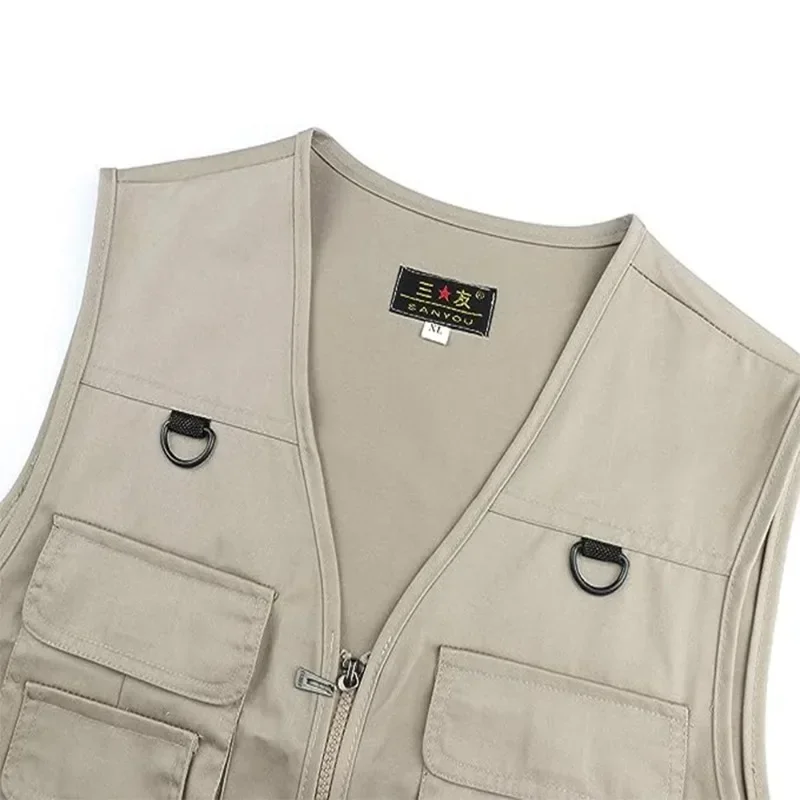 Men\'s Fishing Photography Multi-Pocket Vest Outdoor Tactical Mountaineering Sports Vest Solid Color Breathable Sleeveless Jacket