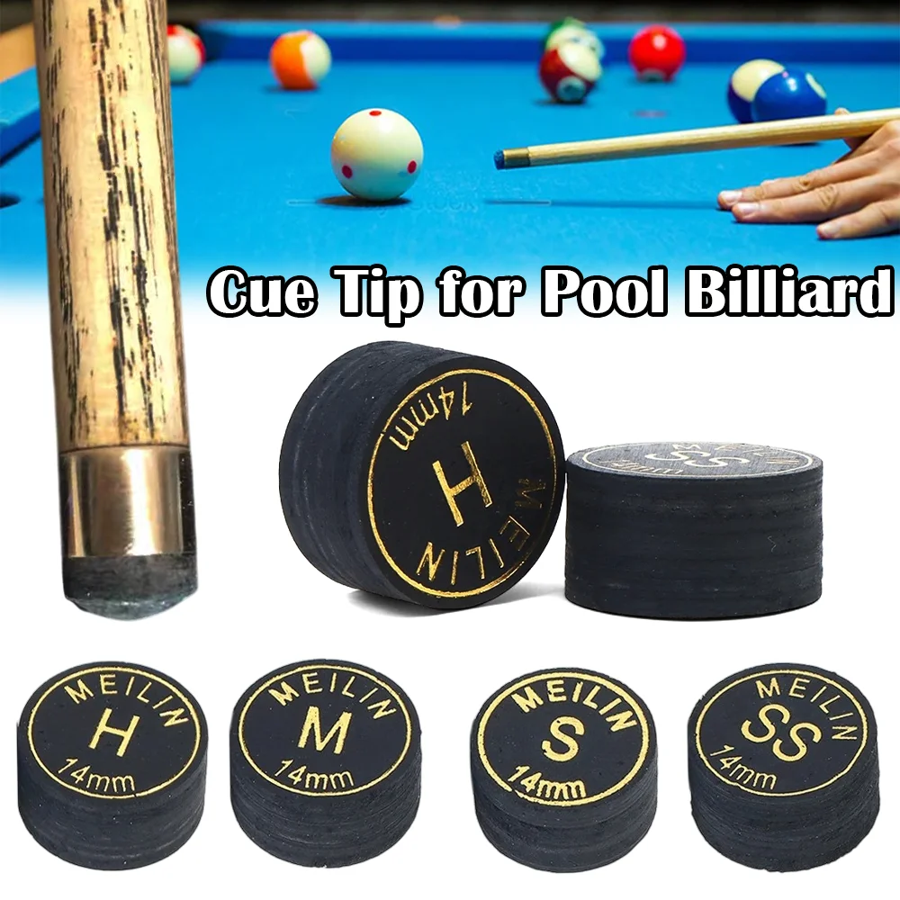 

1Pc 14mm Billiard Cue Tip Multi Layered Pigskin SS S M H Snooker Pools Cue Accessories Pool Stick Repair Billiards Cues