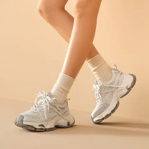 BEAUTODAY चंकी स्नीकर्स महिलाओं के लिए सिंथेटिक लेदर मेश गोल टो लेस-अप स्पोर्ट्स ट्रेनर लेडीज़ डिज़ाइनर शूज़ हैंडमेड 29A46 8 best sales महिलाओं के लिए डिज़ाइनर स्नीकर्स - №4