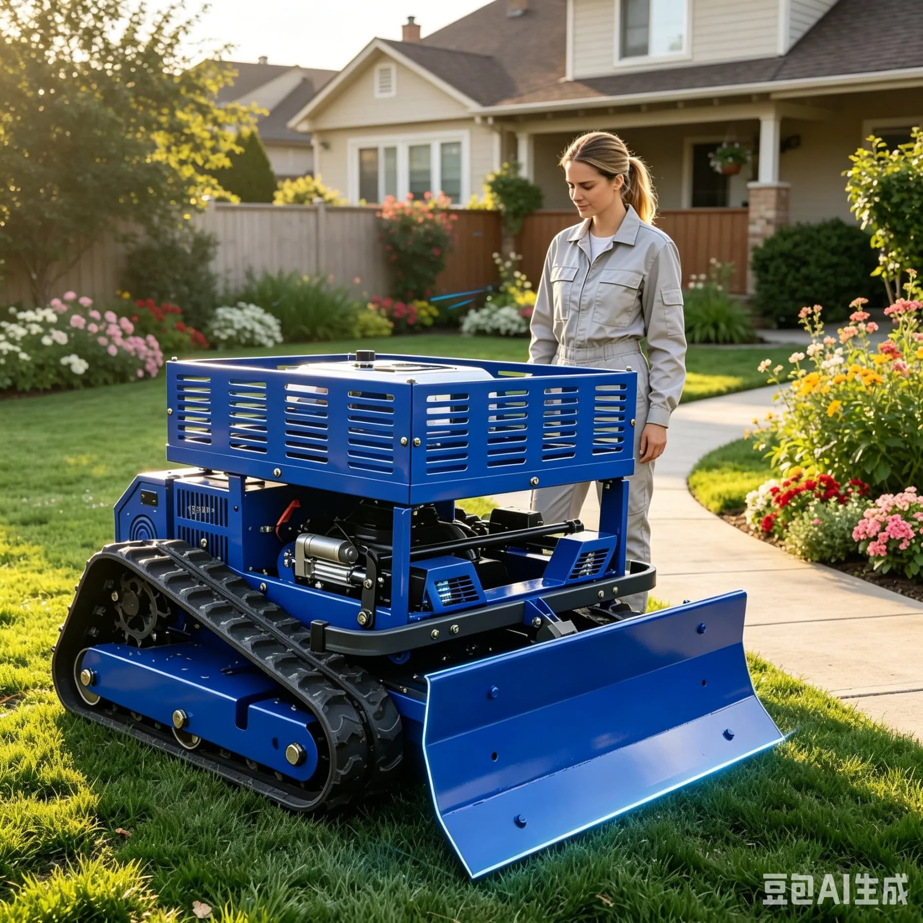 Customized Remote Controlled Crawler Lawn Mower, Petrol Powered Grass Cutter With Stable Crawler Chassis For Yard Maintenance
