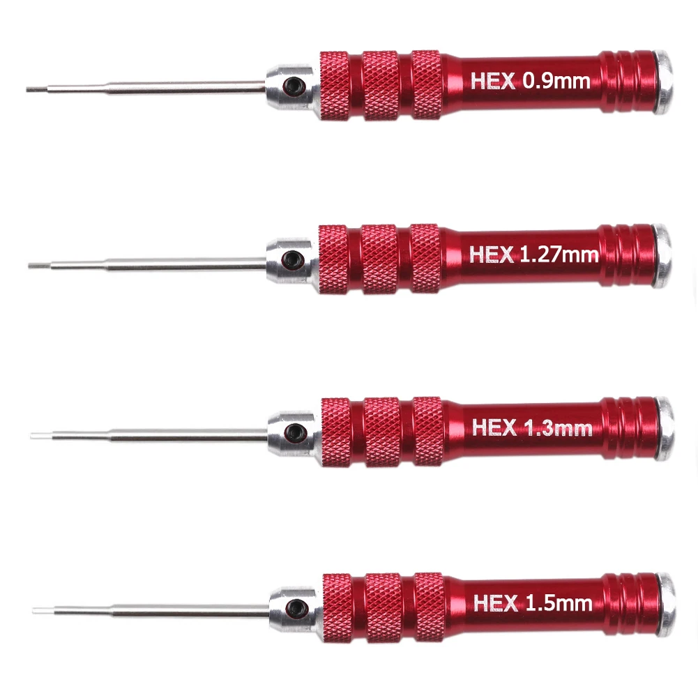 Hss Gereedschap Hex Schroevendraaier Set Rood Handvat 0.9 1.27 1.3 1.5Mm Schroevendraaier Voor Rc Helicopter Rc Speelgoed Fpv racing Drone Auto Boot